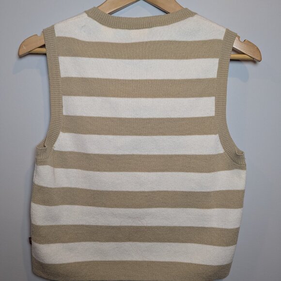 LEVI'S WOMEN'S SIZE L TAN AND WHITE STRIPED SWEATER TANK - Picture 4 of 4
